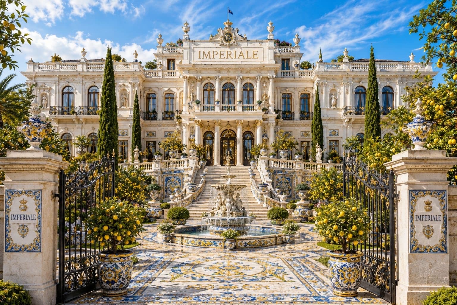 Das Modehaus Imperiale – prachtvolle Villa mit Zitronenbäumen und Brunnen